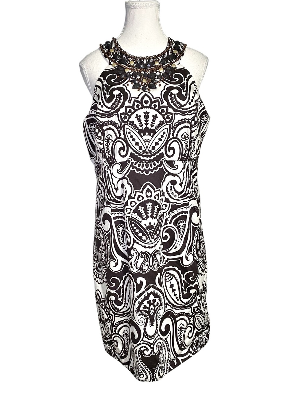INC International Concepts Boho Beaded Halter Paisley Shift Dress - Picture 1 of 16